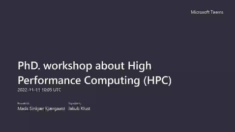 Thumbnail for entry PhD. workshop about High Performance Computing (HPC)