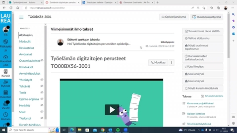Thumbnail for entry Excelin perusteet ja Excel-taulukot