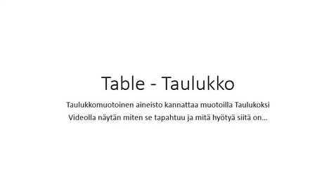Thumbnail for entry Table - Taulukko