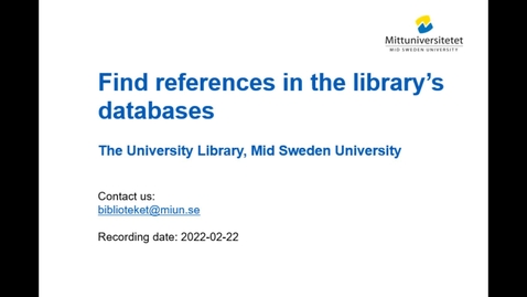 Thumbnail for entry Find references in the library's databases