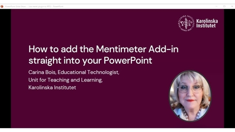 Thumbnail for entry Insert Mentimeter add-in to PowerPoint