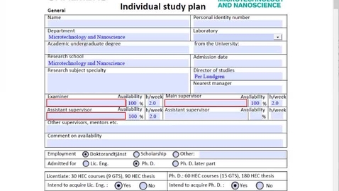 Miniatyr för inlägg Tutorial for the MC2 individual Ph D study plan template