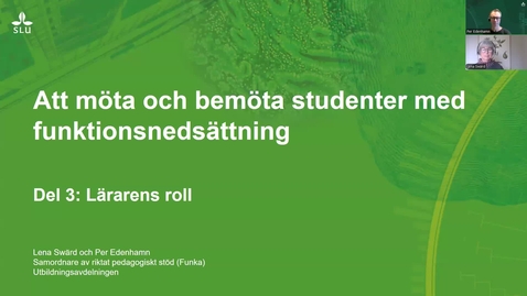 Thumbnail for entry Del 3: Lärarens roll - Att möta och bemöta studenter med funkstionsnedsättning 