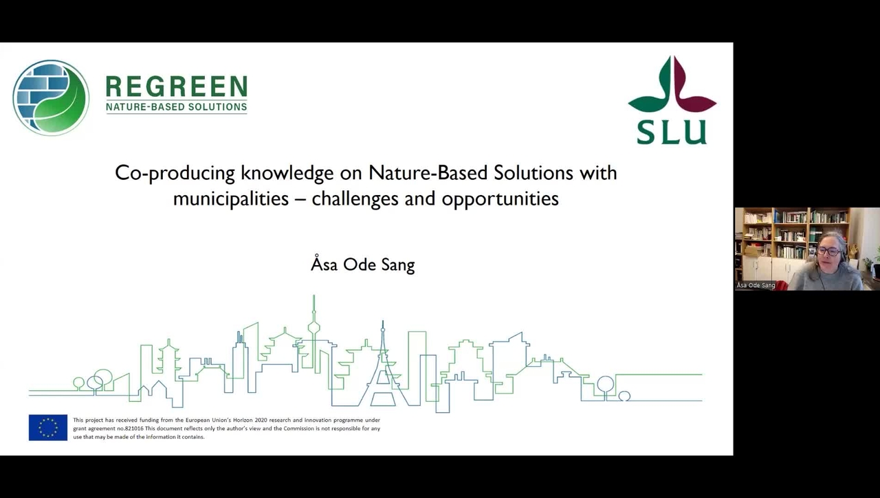 Urban Forests - 23 Oct 2023 - Co-producing knowledge on Nature-Based Solutions with municipalities –  Åsa Ode Sang