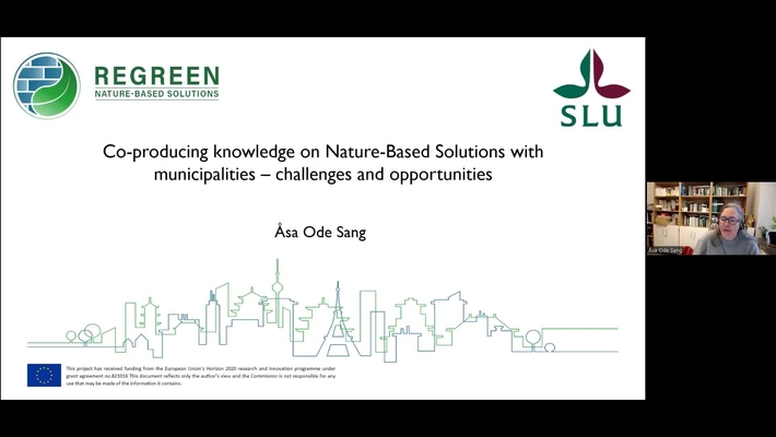 Urban Forests - 23 Oct 2023 - Co-producing knowledge on Nature-Based Solutions with municipalities –  Åsa Ode Sang